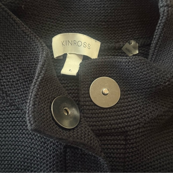 Kinross Cardigan Sweater Womens Large Snap Buttons Black 100% Cotton Chunky Knit - Picture 3 of 7